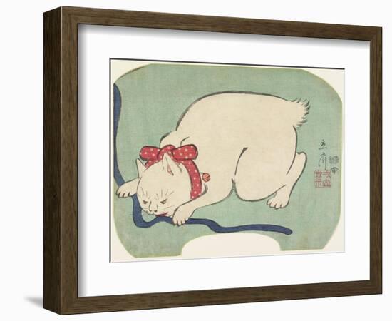 A White Cat Playing with a String, 1863-null-Framed Giclee Print