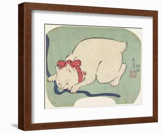 A White Cat Playing with a String, 1863-null-Framed Giclee Print