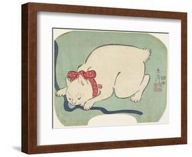 A White Cat Playing with a String, 1863-null-Framed Giclee Print