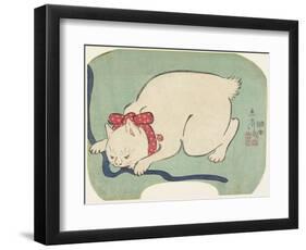 A White Cat Playing with a String, 1863-null-Framed Giclee Print