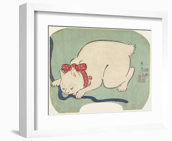 A White Cat Playing with a String, 1863-null-Framed Giclee Print