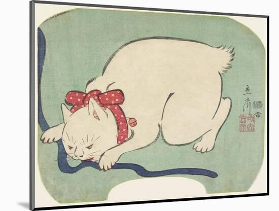 A White Cat Playing with a String, 1863-null-Mounted Giclee Print