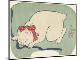 A White Cat Playing with a String, 1863-null-Mounted Giclee Print