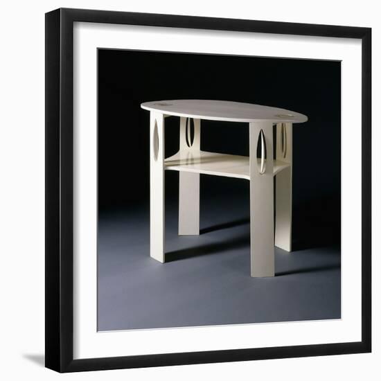 A White Oval Side Table, Originally Designed for 14 Kingsborough Gardens, Glasgow, 1902-Charles Rennie Mackintosh-Framed Giclee Print