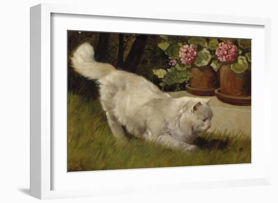 A White Persian Cat with a Ladybird-Cecil Aldin-Framed Giclee Print