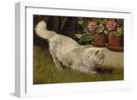A White Persian Cat with a Ladybird-Cecil Aldin-Framed Giclee Print