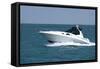 A White Speedboat at the Height of Summer.-Gary Blakeley-Framed Stretched Canvas