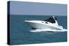 A White Speedboat at the Height of Summer.-Gary Blakeley-Stretched Canvas