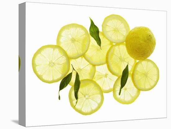 A Whole Lemon, Lemon Slices and Leaves-Petr Gross-Stretched Canvas