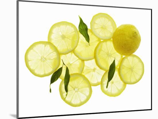 A Whole Lemon, Lemon Slices and Leaves-Petr Gross-Mounted Photographic Print