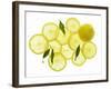 A Whole Lemon, Lemon Slices and Leaves-Petr Gross-Framed Photographic Print