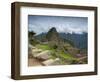 A wide angle photo of Macchu Pichu at sunrise with dramatic clouds in the distance.-Alex Saberi-Framed Premium Photographic Print