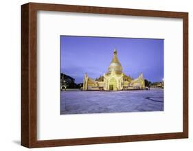 A wide view of Maha Wizaya Pagoda during blue hour, Yangon (Rangoon), Myanmar (Burma)-Brian Graney-Framed Photographic Print