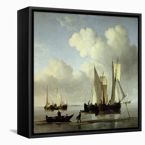 A Wijdship, a Keep and Other Shipping in Calm-Willem Van De, The Younger Velde-Framed Stretched Canvas