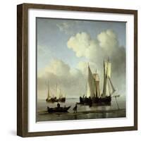 A Wijdship, a Keep and Other Shipping in Calm-Willem Van De, The Younger Velde-Framed Giclee Print