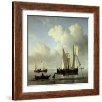 A Wijdship, a Keep and Other Shipping in Calm-Willem Van De, The Younger Velde-Framed Giclee Print