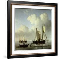 A Wijdship, a Keep and Other Shipping in Calm-Willem Van De, The Younger Velde-Framed Giclee Print