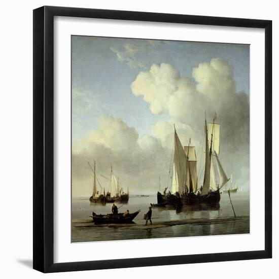 A Wijdship, a Keep and Other Shipping in Calm-Willem Van De, The Younger Velde-Framed Giclee Print