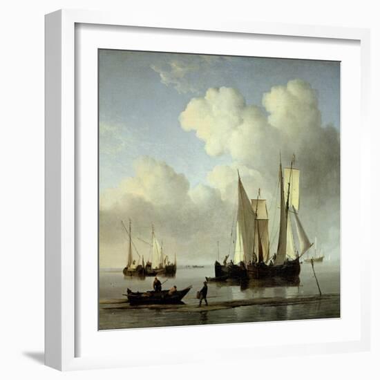 A Wijdship, a Keep and Other Shipping in Calm-Willem Van De, The Younger Velde-Framed Giclee Print