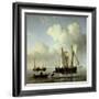 A Wijdship, a Keep and Other Shipping in Calm-Willem Van De, The Younger Velde-Framed Giclee Print