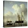 A Wijdship, a Keep and Other Shipping in Calm-Willem Van De, The Younger Velde-Stretched Canvas