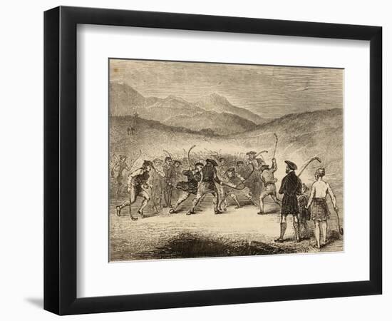 A Wild Game of Shinty in Scotland-null-Framed Art Print