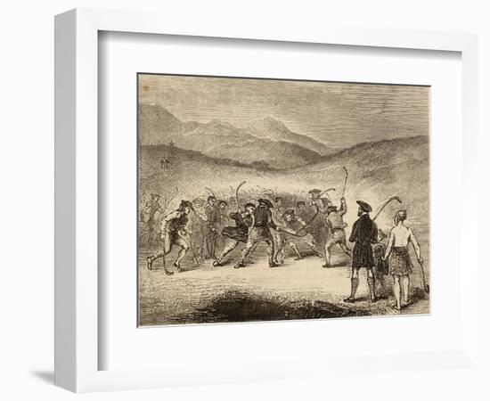 A Wild Game of Shinty in Scotland-null-Framed Art Print