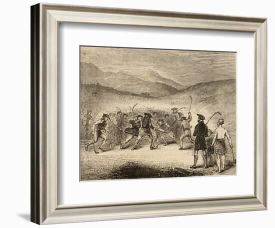 A Wild Game of Shinty in Scotland-null-Framed Art Print