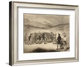 A Wild Game of Shinty in Scotland-null-Framed Art Print