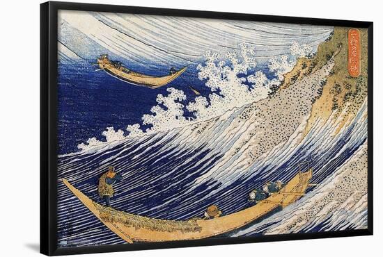 A Wild Sea at Choshi by Katushika Hokusai-Trends International-Framed Poster