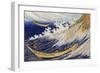 A Wild Sea at Choshi, Illustration from 'One Thousand Pictures of the Ocean', 1832-34 (Colour Woodb-Katsushika Hokusai-Framed Giclee Print