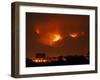 A Wildfire Can be Seen Raging in the Hills Over the Town of St. Ignatius, Montana-null-Framed Photographic Print