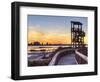 A Wildlife Observation Tower Silhouetted against a Perdido Key Sunset in Big Lagoon State Park Near-Colin D Young-Framed Photographic Print