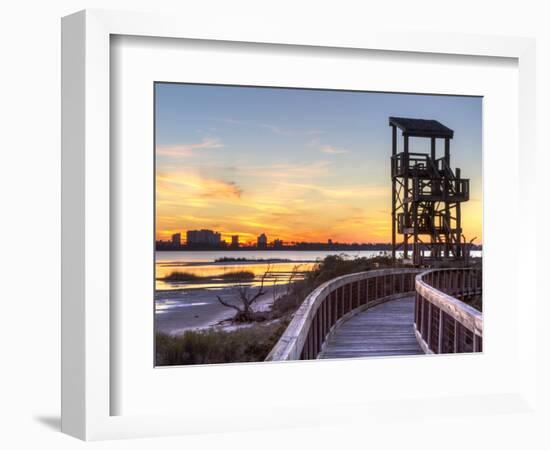 A Wildlife Observation Tower Silhouetted against a Perdido Key Sunset in Big Lagoon State Park Near-Colin D Young-Framed Photographic Print