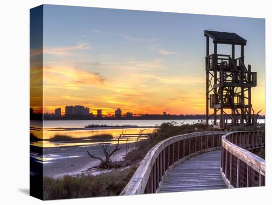 A Wildlife Observation Tower Silhouetted against a Perdido Key Sunset in Big Lagoon State Park Near-Colin D Young-Stretched Canvas