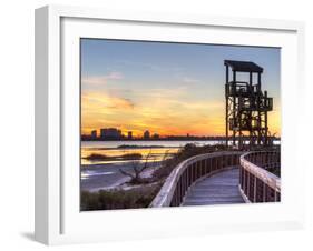 A Wildlife Observation Tower Silhouetted against a Perdido Key Sunset in Big Lagoon State Park Near-Colin D Young-Framed Photographic Print