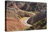 A winding road through the colorful mountains in Zhangye National Geopark. Zhangye, China.-Keren Su-Stretched Canvas