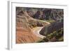 A winding road through the colorful mountains in Zhangye National Geopark. Zhangye, China.-Keren Su-Framed Photographic Print