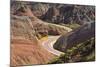 A winding road through the colorful mountains in Zhangye National Geopark. Zhangye, China.-Keren Su-Mounted Photographic Print
