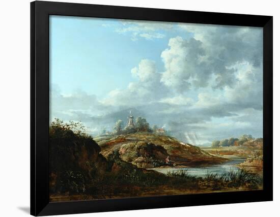 A Windmill Above a River-John Constable-Framed Giclee Print