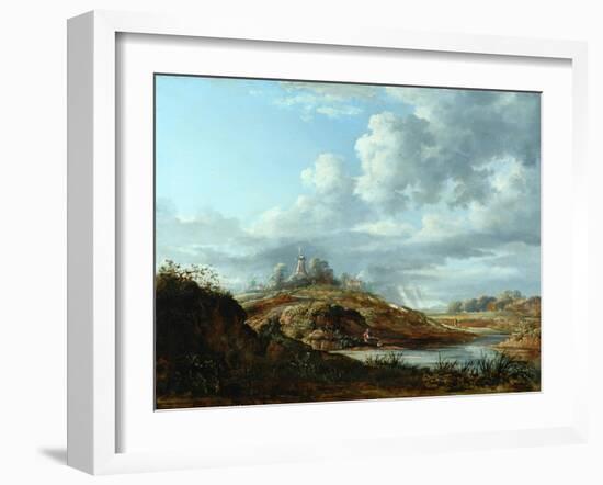 A Windmill Above a River-John Constable-Framed Giclee Print