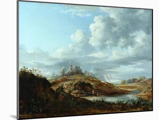 A Windmill Above a River-John Constable-Mounted Giclee Print