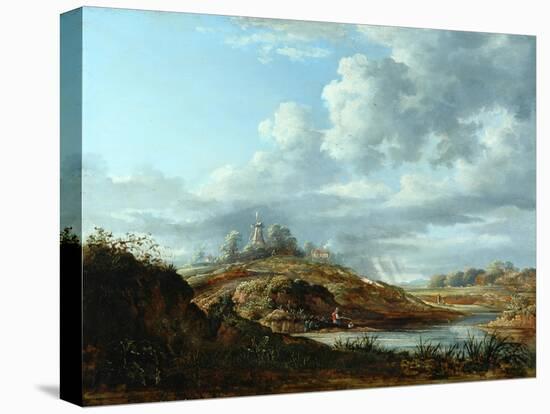 A Windmill Above a River-John Constable-Stretched Canvas