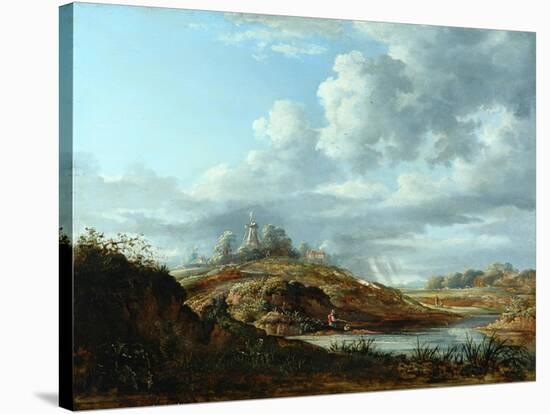 A Windmill Above a River-John Constable-Stretched Canvas