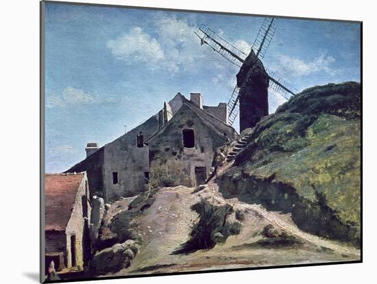 A Windmill at Montmartre, 1840-45-Jean-Baptiste-Camille Corot-Mounted Giclee Print