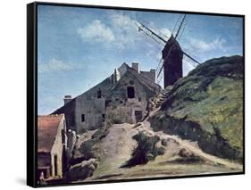 A Windmill at Montmartre, 1840-45-Jean-Baptiste-Camille Corot-Framed Stretched Canvas