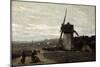 A Windmill, Etretat, 19th Century-Jean-Baptiste-Camille Corot-Mounted Giclee Print