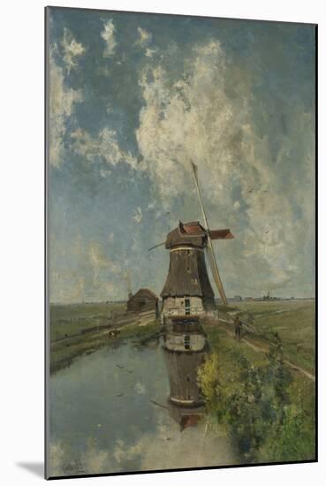 A Windmill on a Polder Waterway, C. 1889-Paul Joseph Constantin Gabriel-Mounted Art Print