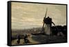 A Windmill-Jean-Baptiste-Camille Corot-Framed Stretched Canvas