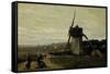 A Windmill-Jean-Baptiste-Camille Corot-Framed Stretched Canvas